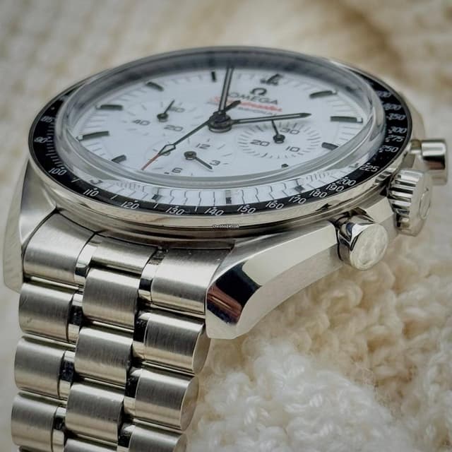 Omega Speedmaster Moonwatch White Dial Side View