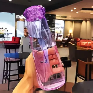 Purple Smart Crystal Glass Colored Travel Water Bottle 500ML modern leakproof aesthetic bottle for gym office and travel use